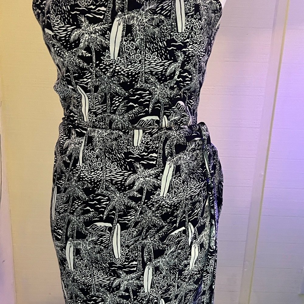 Reformation Canal black and white surf print dress